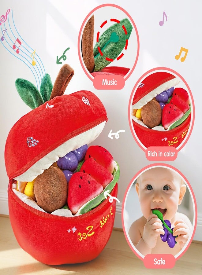 Fegalop Baby Toys for 6-36 Months,Montessori Toy with Musical Feature, Cutting Plush Fruits Play Food with Rattle,Squeaker,Beeps,Textures Crinkle Tissues,Christmas Baby Gifts for 1 Year Old Toddler Boy Girl - Image 5
